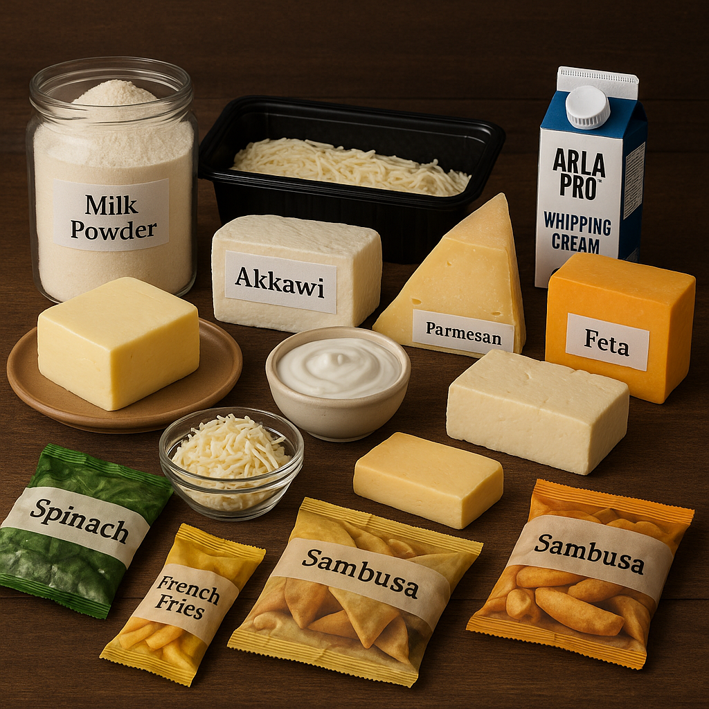 A selection of cheese and dairy products
